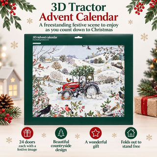 Christmas Tractor Large 3D Advent Calendar, 45.5cm 24 Door Countdown