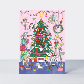 Christmas Tree & Dogs Advent Calendar Greetings Card | Christmas Advent Calendar