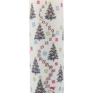 Christmas Trees Advent Pillar Candle | Christmas Advent Calendar Candle - 20cm