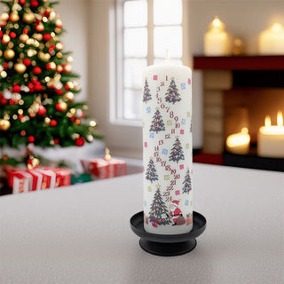 Christmas Trees Advent Pillar Candle | Christmas Advent Calendar Candle - 20cm