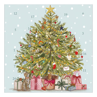 Christmas Tree Advent Calendar Greetings Card, Illustrated with 24 Opening Doors