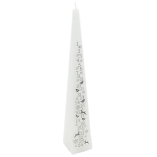 Large Traditional White & Silver Countdown To Christmas Pyramid Advent Candle