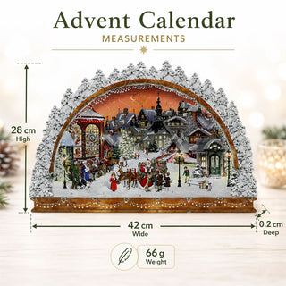Christmas Village Arch Advent Calendar with Santa Scene, 42cm Hanging Calendar