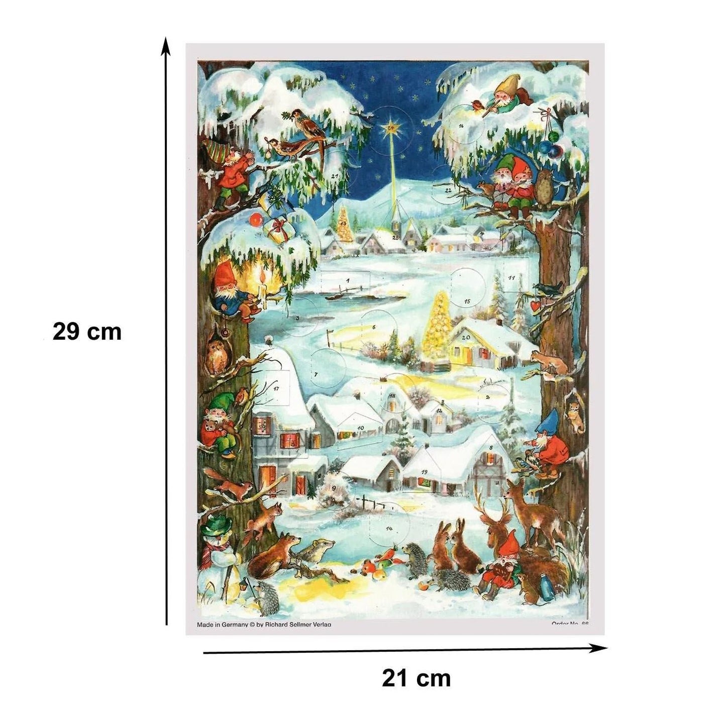 Elves in the Snow Winter Village A4 Traditional Christmas Paper Advent Calendar
