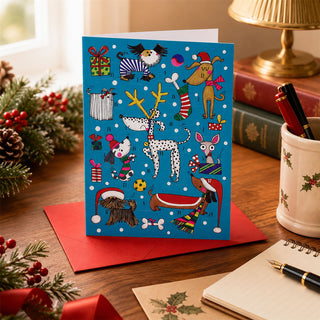 Christmas Dogs Advent Calendar Greetings Card with Envelope, 18cm 24 Door Card