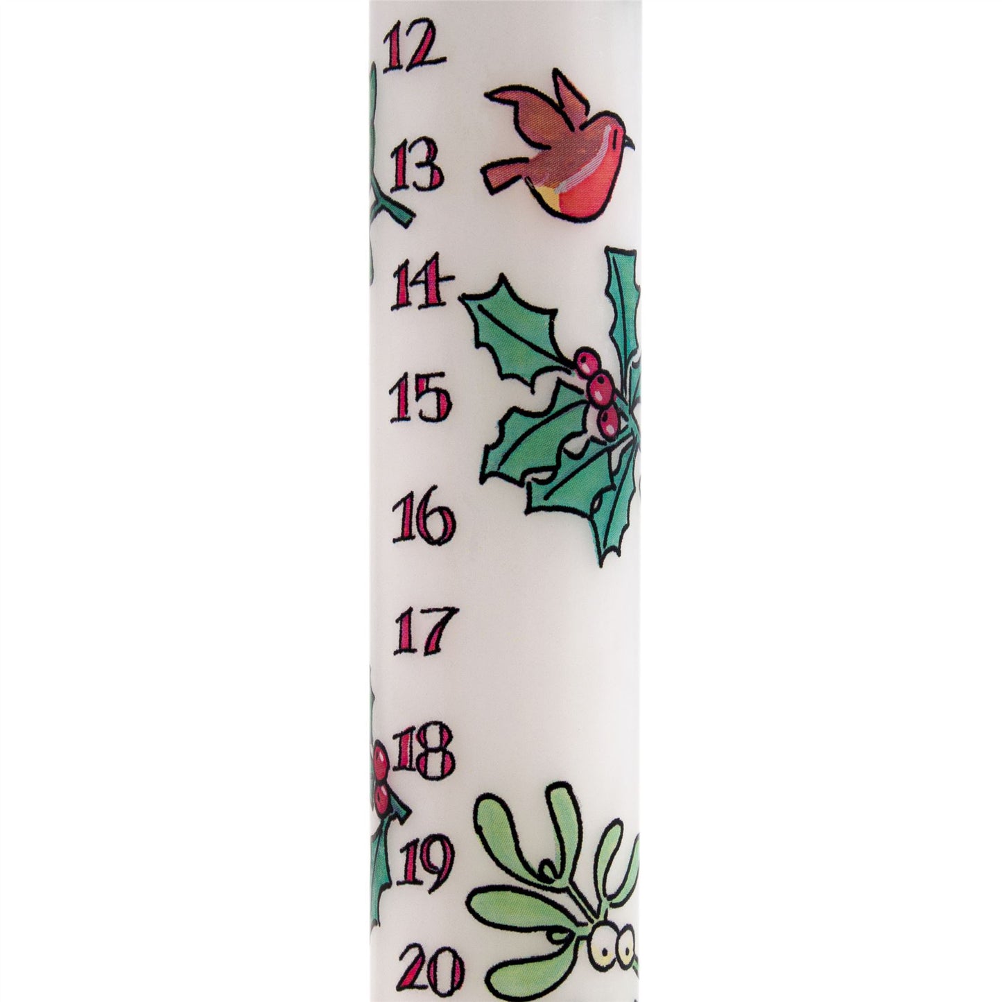 Traditional Countdown To Christmas Advent Dinner Candle - Holly And The Ivy Design (Regular Size)