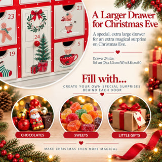 Wooden Fill Your Own Advent Calendar, Holly & Alfie Mice, House Shaped