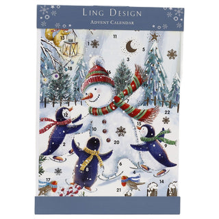 Dancing Snowman and Friends Advent Calendar, 33.5cm Snowman & Penguins