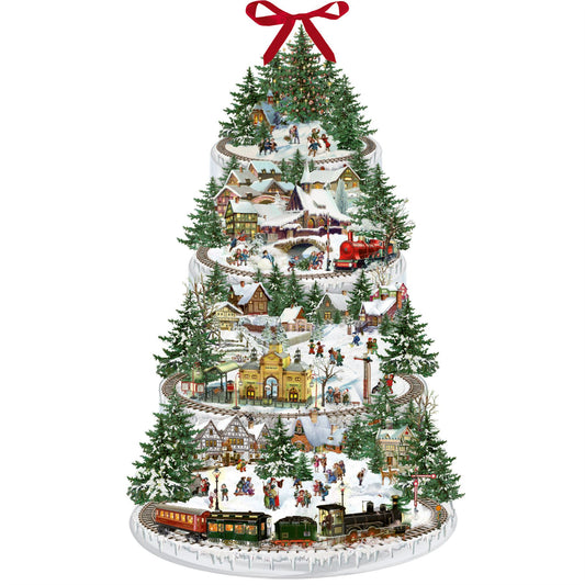 Deluxe Traditional Christmas Advent Calendar | Railway Train Advent Calendar | Alpine Village Picture Advent Calendar