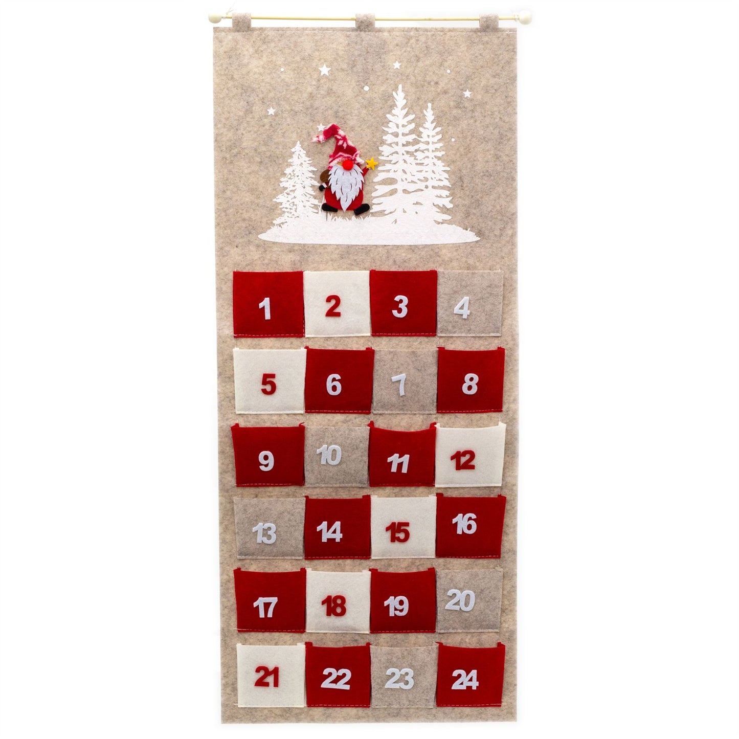 Santa Christmas Advent Calendar | Reusable Felt Fabric 24 Pocket Advent Calendar