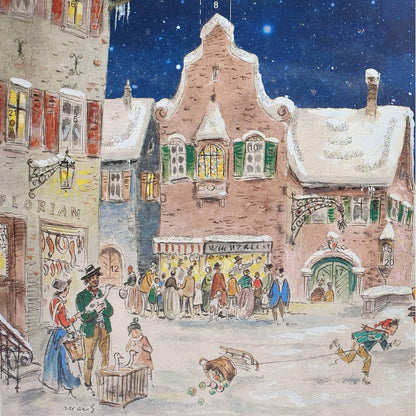 Winter on the Market Place | Freestanding Traditional Christmas Advent Calendar