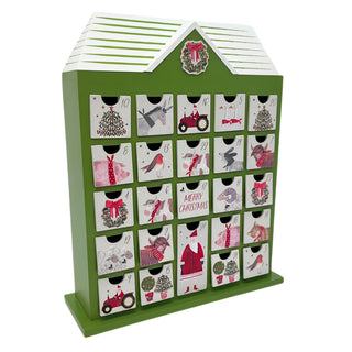 Christmas Farm Wooden Advent Calendar, Fill Your Own Reusable 24 Drawer Calendar