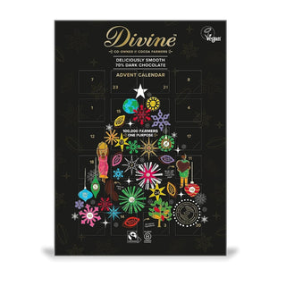 Divine Fairtrade 70% Cocoa Dark Chocolate Adult Christmas Advent Calendar 85g