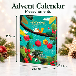 Divine Milk Chocolate Christmas Advent Calendar, Fairtrade Cocoa & Hearts