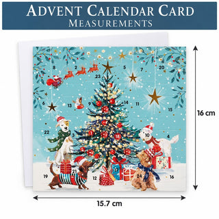 Dogs Around the Tree Advent Calendar Greetings Card, 24 Door Advent Card