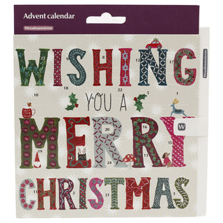 Christmas Advent Calendar Card, Merry Christmas Greetings Card with Envelope