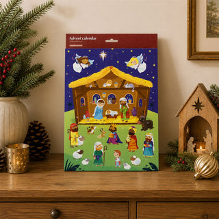 Nativity Bible Text Christmas Advent Calendar, Traditional 24 Door Design
