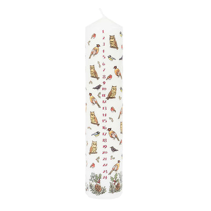 Traditional Countdown To Christmas Advent Candle | Winter Birds Pillar Candle | Christmas Candle Advent Candles