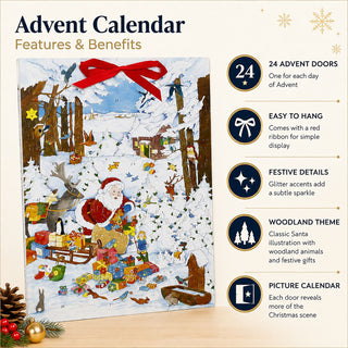 Giving Presents in the Winter Forest Large Christmas Advent Calendar, 38x52cm