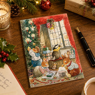 Wrapping Presents Christmas Advent Calendar Greetings Card, A5 Traditional Style