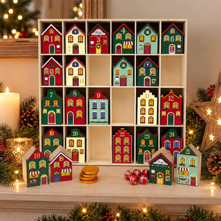 Fill Your Own Advent Calendar, Gisela Graham Reusable Wooden Dutch Village