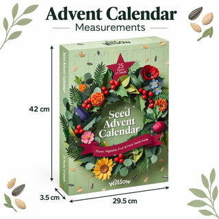 Seed Christmas Advent Calendar, 25 Flower Vegetable Fruit & Herb Seed Packets