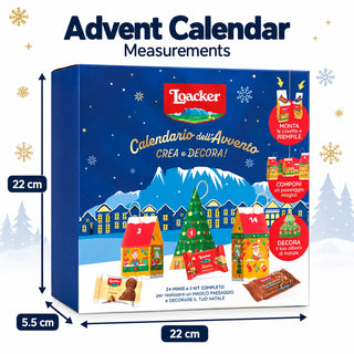 Loacker Advent Calendar with DIY Christmas Decorations, 24 Treats & Village