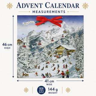 Skiing Advent Calendar, 46cm Nostalgic Mountain Large Christmas Picture Calendar