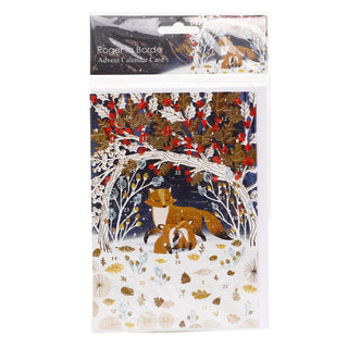 Paw Prints in the Snow Christmas Advent Calendar Greetings Card, Fox Advent Card