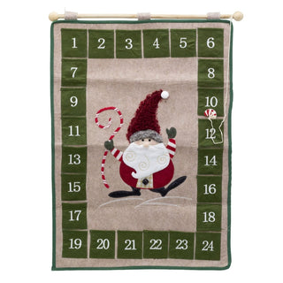 Fabric Santa Christmas Advent Calendar | 24 - Pocket Hanging Calendar for Kids