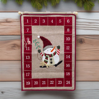 Fabric Snowman Christmas Advent Calendar | 24 - Pocket Hanging Calendar for Kids