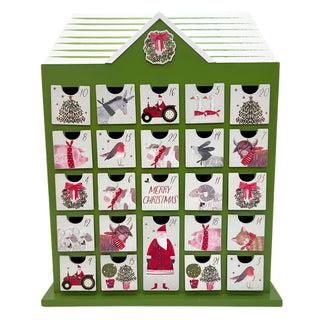 Christmas Farm Wooden Advent Calendar, Fill Your Own Reusable 24 Drawer Calendar