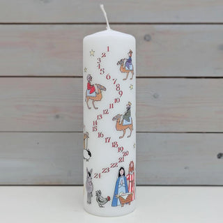 Christmas Advent Pillar Candle | Advent Christmas Candle - Christmas Nativity