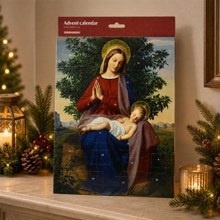 Madonna and Child Religious Advent Calendar, 24 Door Bible Text Christmas