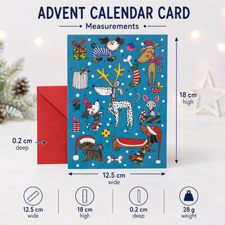 Christmas Dogs Advent Calendar Greetings Card with Envelope, 18cm 24 Door Card