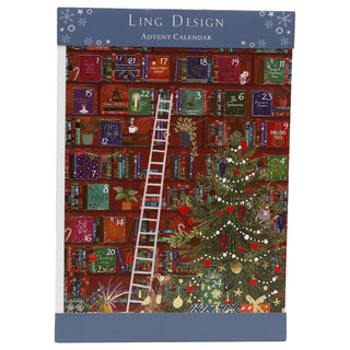 Festive Bookcase Christmas Advent Calendar, 33.5cm Library Design