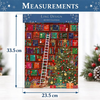Festive Bookcase Christmas Advent Calendar, 33.5cm Library Design