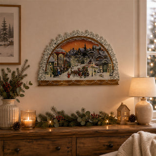 Christmas Village Arch Advent Calendar with Santa Scene, 42cm Hanging Calendar