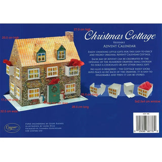 Fill Your Own 3D Cottage Christmas Advent Calendar, Reusable 24 Drawer Design