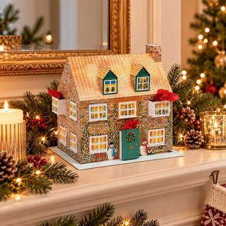 Fill Your Own 3D Cottage Christmas Advent Calendar, Reusable 24 Drawer Design