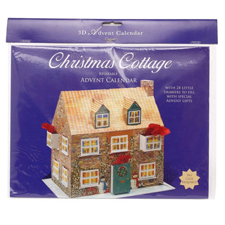 Fill Your Own 3D Cottage Christmas Advent Calendar, Reusable 24 Drawer Design