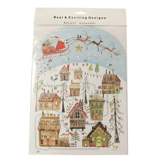 Gingerbread Village Christmas Advent Calendar with 24 Doors and Glitter
