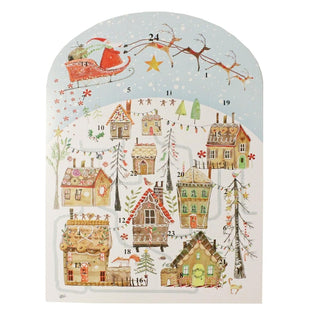 Gingerbread Village Christmas Advent Calendar with 24 Doors and Glitter
