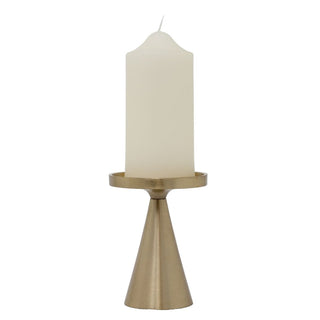 Gold Metal Candle Holder for Pillar Candles | Modern Brass Effect Candlestick