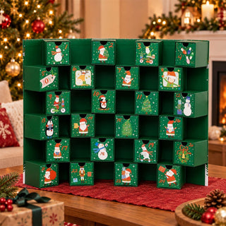 Green Folding Fill Your Own Christmas Advent Calendar, 24 Drawer Countdown