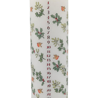 Holly and the Ivy Advent Pillar Candle | Christmas Advent Calendar Candle - 20cm