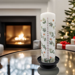 Holly and the Ivy Advent Pillar Candle | Christmas Advent Calendar Candle - 20cm