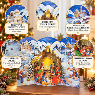 Jesus is Born Pop-Up Nativity Advent Calendar, Freestanding 3D Scene