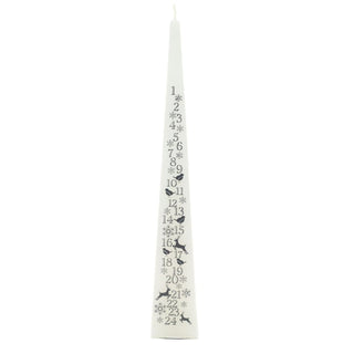 Large Traditional White & Silver Countdown To Christmas Pyramid Advent Candle