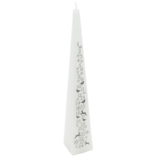 Large Traditional White & Silver Countdown To Christmas Pyramid Advent Candle